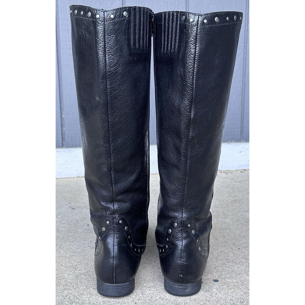 Born Women's Black Leather Tall Riding Boots Studded Trim Side Zip US 10 - Picture 7 of 14